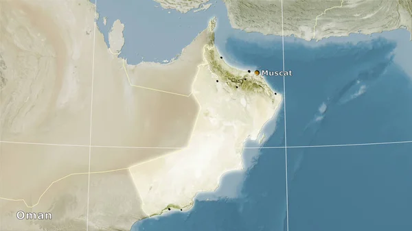 Omán Satélite Mapa Proyección Estereográfica Composición Principal — Foto de Stock