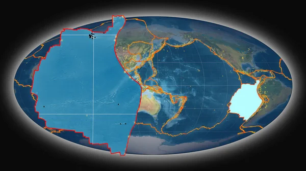 Nazca Tektonik Plakası Mollweide Projeksiyonundaki Küresel Topografik Haritaya Karşı Çıktı — Stok fotoğraf