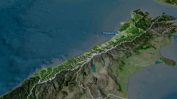 Västkusten Det Regionala Rådet Nya Zeeland Zoomas Och Belyses Med — Stockfoto