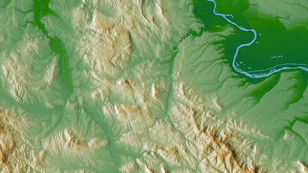 Zajecarski 塞尔维亚区 湖泊和河流的彩色阴影数据 形状与它的国家相对应 3D渲染 — 图库照片