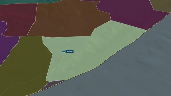 Shabeellaha Dhexe Regione Della Somalia Ingrandita Evidenziata Con Capitale Mappa — Foto Stock