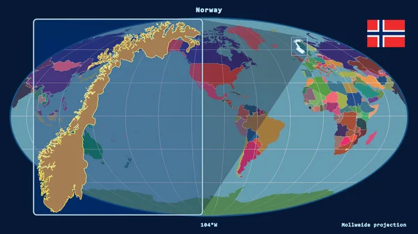 Vista Ampliada Esboço Noruega Com Linhas Perspectiva Contra Mapa Global — Fotografia de Stock