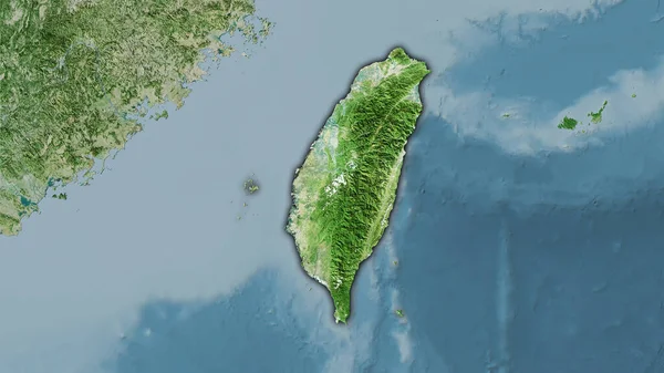 Taiwan Gebied Satelliet Kaart Stereografische Projectie Ruwe Samenstelling Van Rasterlagen — Stockfoto
