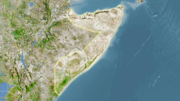 Obszar Somalii Satelicie Mapa Projekcji Stereograficznej Surowa Kompozycja Warstw Rastrowych — Zdjęcie stockowe
