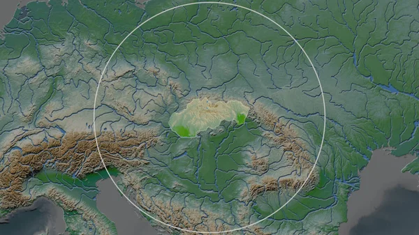 Area Allargata Della Slovacchia Circondata Cerchio Sullo Sfondo Del Suo — Foto Stock