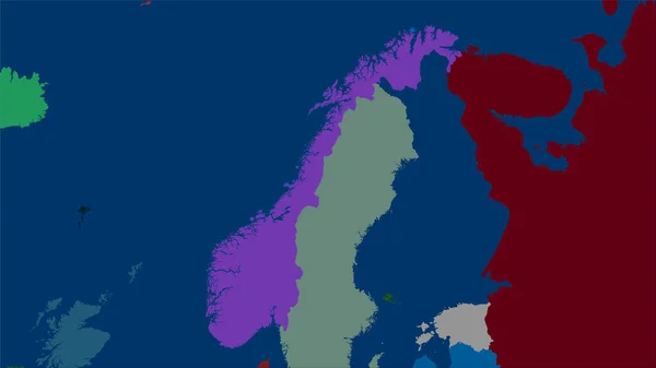 Area Norvegese Sulla Mappa Delle Divisioni Amministrative Nella Proiezione Stereografica — Foto Stock