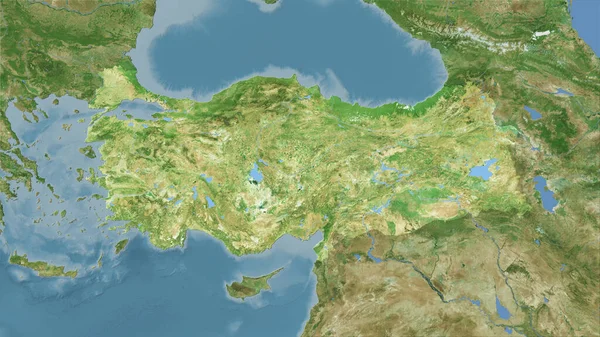 Turchia Area Sulla Mappa Satellitare Nella Proiezione Stereografica Composizione Grezza — Foto Stock