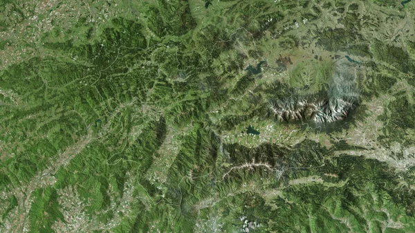Zilinsky 斯洛伐克地区 卫星图像 形状与它的国家相对应 3D渲染 — 图库照片