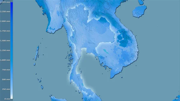 Précipitation Quart Chaud Dans Région Thaïlande Dans Projection Stéréographique Avec — Photo