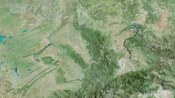 Кемерово Область России Спутниковые Снимки Форма Очерченная Против Территории Рендеринг — стоковое фото