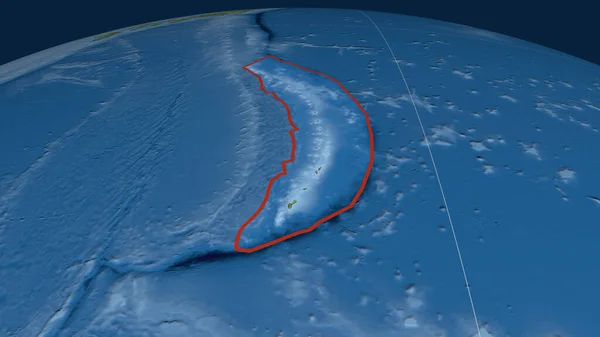 Plaque Tectonique Mariannes Dessinée Sur Globe Imagerie Satellite Rendu — Photo