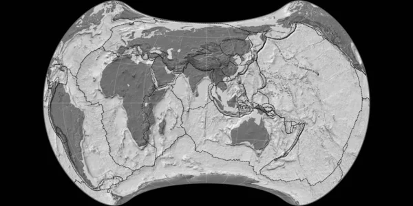 Παγκόσμιος Χάρτης Στην Προβολή Του Strebe Equal Area Επίκεντρο Ανατολικό — Φωτογραφία Αρχείου