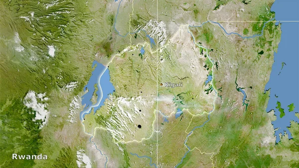 Rwanda Område Satelliten Karta Den Stereografiska Projektionen Huvudsammansättning — Stockfoto