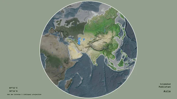 Région Pakistan Était Centrée Dans Cercle Entourant Son Continent Sur — Photo