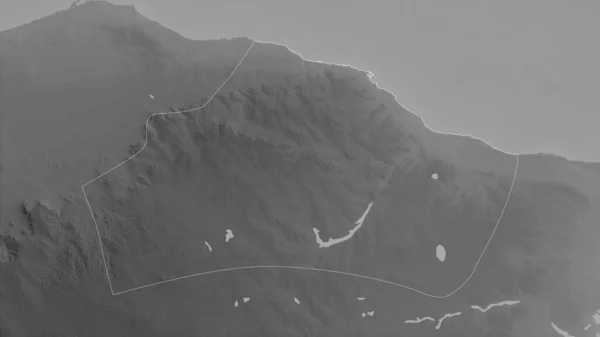 リビアのアル マルカブ地区 湖や川とグレースケールの地図 形状は その国の領域に対して概説 3Dレンダリング — ストック写真