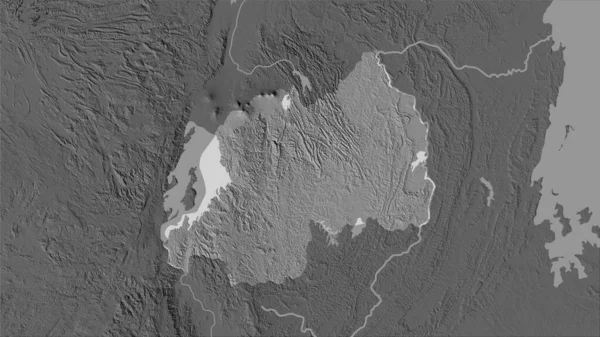 Ruandan Alue Harmaasävykartalla Stereografisessa Projektiossa Rasterikerroksen Raaka Ainekoostumus — kuvapankkivalokuva