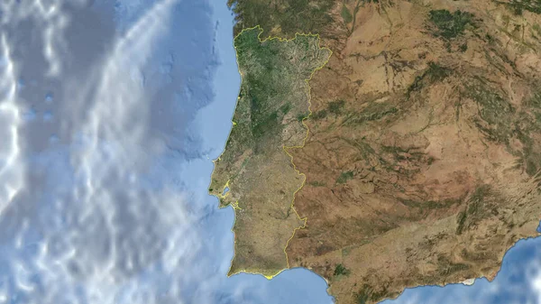 Portugal outlined - High resolution satellite image