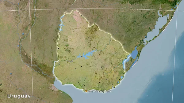 Stereografik Projeksiyondaki Uydusu Haritasında Uruguay Alanı Ana Bileşim — Stok fotoğraf