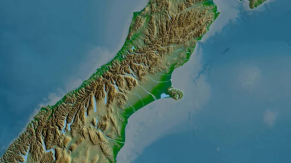 Canterbury Regionfullmäktige Nya Zeeland Färgade Skuggdata Med Sjöar Och Floder — Stockfoto