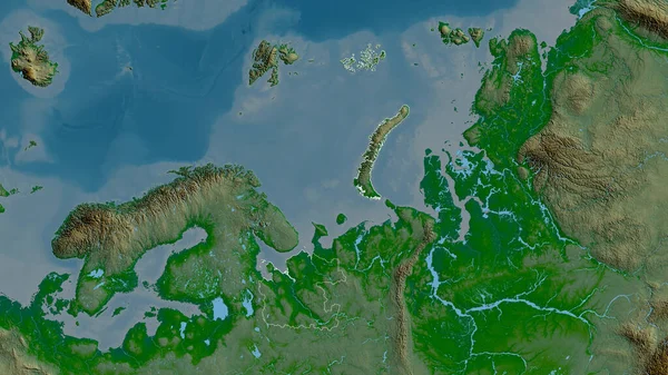 Arkhangel Region Russia Colored Shader Data Lakes Rivers Shape Outlined — Stock Photo, Image