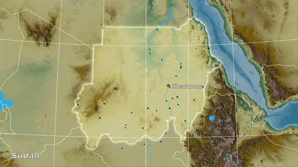 Територія Судану Топографічній Карті Рельєфу Стереографічній Проекції Основна Композиція — стокове фото