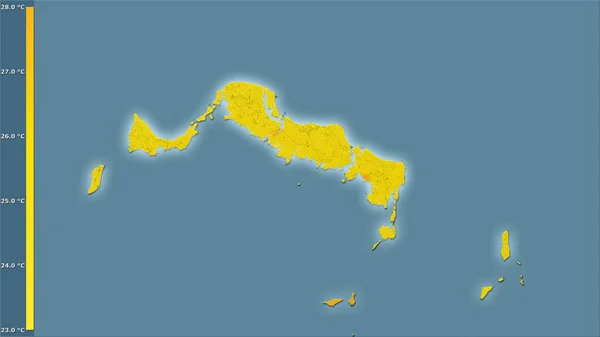 Medeltemperatur Varmaste Kvarteren Inom Turks Och Caicosöarna Området Den Stereografiska — Stockfoto