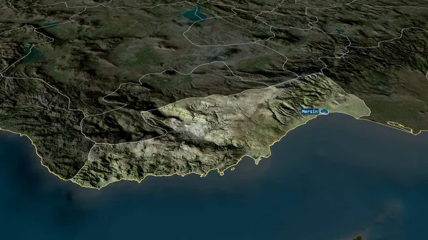 Mersin Provinsen Turkiet Zoomade Och Belystes Med Kapital Satellitbilder Rendering — Stockfoto