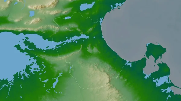 突尼斯省加贝斯 湖泊和河流的彩色阴影数据 形状与它的国家相对应 3D渲染 — 图库照片