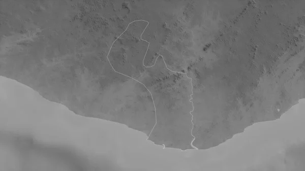 马里兰 利比里亚县 有湖泊和河流的灰度地图 形状与它的国家相对应 3D渲染 — 图库照片