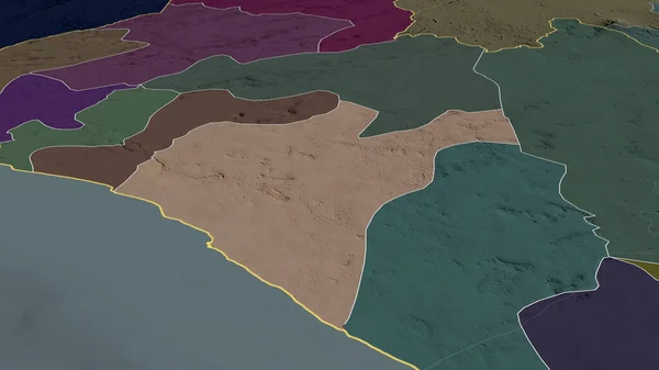 グランド リベリアの郡が拡大し 強調した 行政区画の色と衝突した地図 3Dレンダリング — ストック写真