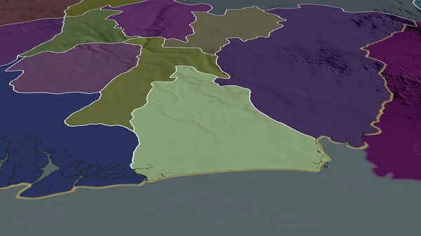 Akwa Ibom - state of Nigeria zoomed and highlighted. Colored and bumped map of the administrative division. 3D rendering