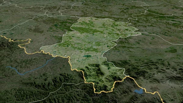 Silesian Vojvodskap Polen Zoomade Och Markerade Satellitbilder Rendering — Stockfoto