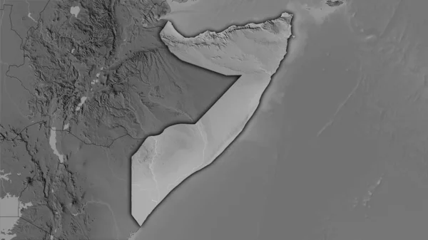 Zona Somalia Mapa Elevación Escala Grises Proyección Estereográfica Composición Cruda — Foto de Stock
