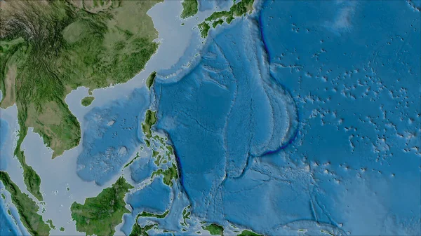 Buurten Van Filippijnse Zee Tektonische Plaat Satelliet Een Kaart Van — Stockfoto