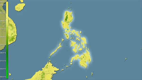 Maximumtemperatuur Van Warmste Maand Filipijnen Stereografische Projectie Met Legende Rauwe — Stockfoto