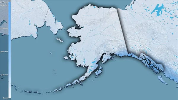 Осадки Самого Засушливого Месяца Районе Аляски Стереографической Проекции Легендой Сырой — стоковое фото