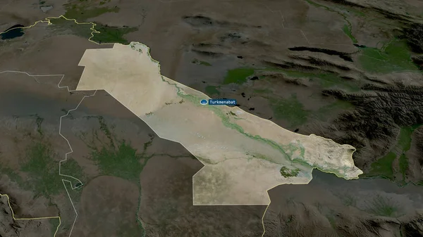 Chardzhou Provincia Turkmenistán Zoomed Destacó Con Capital Imágenes Satélite Renderizado — Foto de Stock