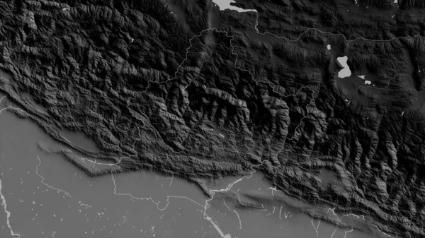 Захід Регіон Розвитку Непалу Граймасштабна Карта Озерами Річками Фортеця Виступила — стокове фото