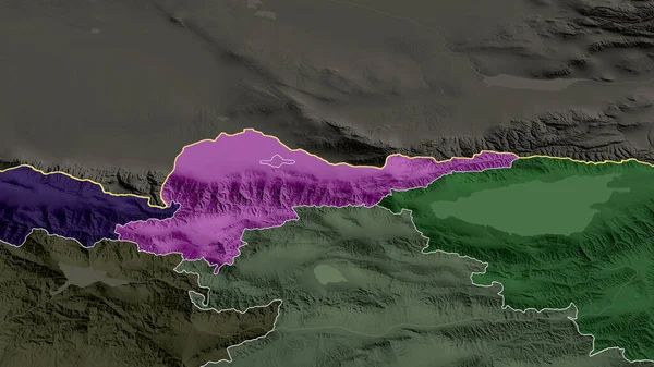 Chuy Provincia Kirguistán Zoomed Destacó Mapa Coloreado Tocado División Administrativa —  Fotos de Stock