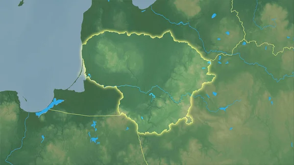 Litevská Oblast Topografické Reliéfní Mapě Stereografické Projekci Hrubé Složení Rastrových — Stock fotografie