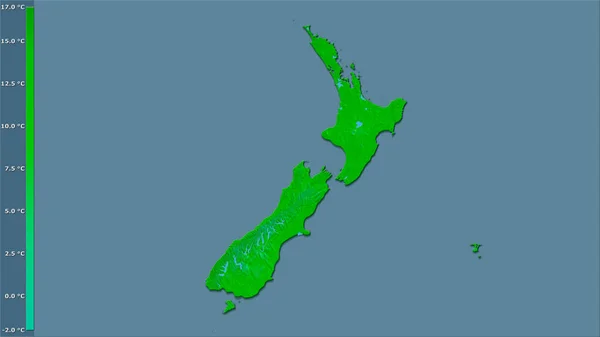 Temperatura Media Anual Dentro Del Área Nueva Zelanda Proyección Estereográfica — Foto de Stock