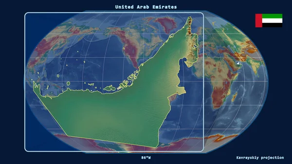 Vista Ampliada Del Contorno Los Emiratos Árabes Unidos Con Líneas — Foto de Stock