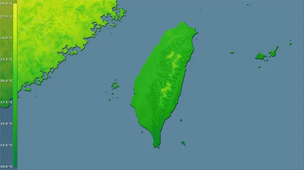 Variación Media Anual Temperatura Dentro Del Área Taiwán Proyección Estereográfica — Foto de Stock