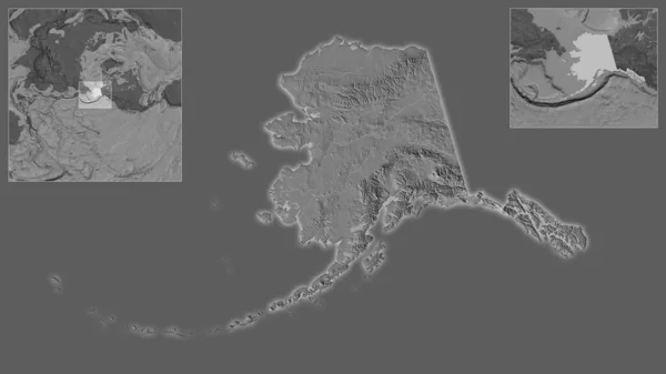 Närbild Usa Alaska Och Dess Läge Regionen Och Centrum Storskalig — Stockfoto