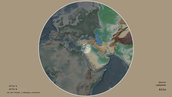 Zone Liban Marquée Cercle Sur Carte Grande Échelle Continent Isolé — Photo