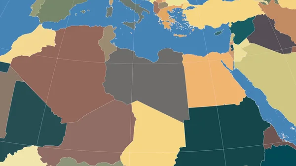 Libia Dintorni Prospettiva Obliqua Lontana Nessun Contorno Mappa Colori Delle — Foto Stock