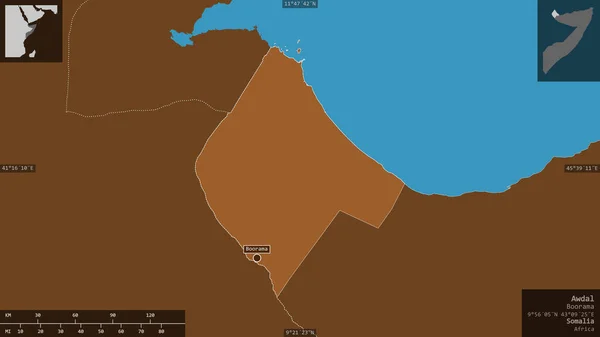 Awdal Regione Della Somalia Solidi Modellati Con Laghi Fiumi Forma — Foto Stock