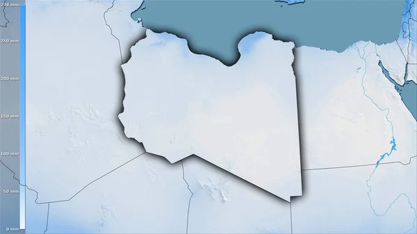 Precipitação Mês Mais Chuvoso Dentro Área Líbia Projeção Estereográfica Com — Fotografia de Stock