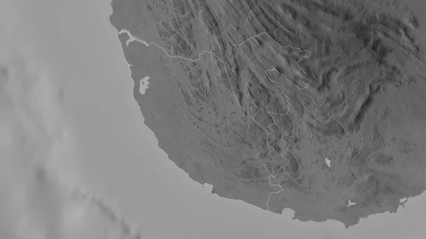 スリランカのガレ地区 湖や川とグレースケールの地図 形状は その国の領域に対して概説 3Dレンダリング — ストック写真