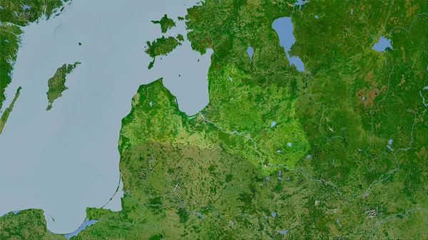 卫星C地图上立体投影中的拉脱维亚地区 栅格层的原始成分 — 图库照片